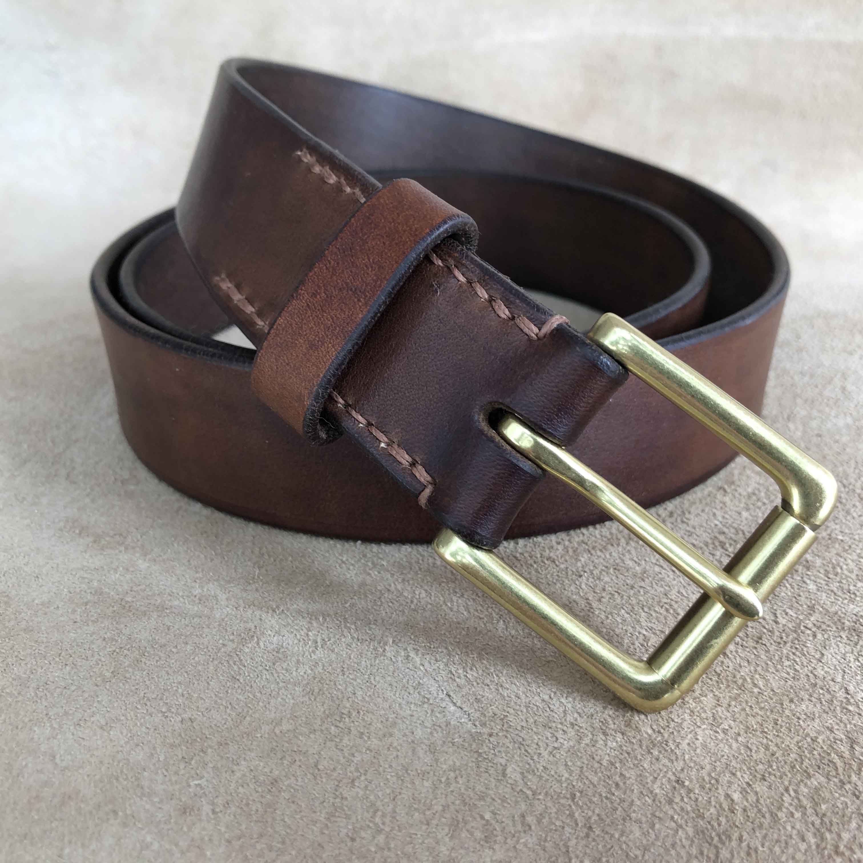 "Mid-Brown" Hand-Dyed Classic Leather Belt (32mm)