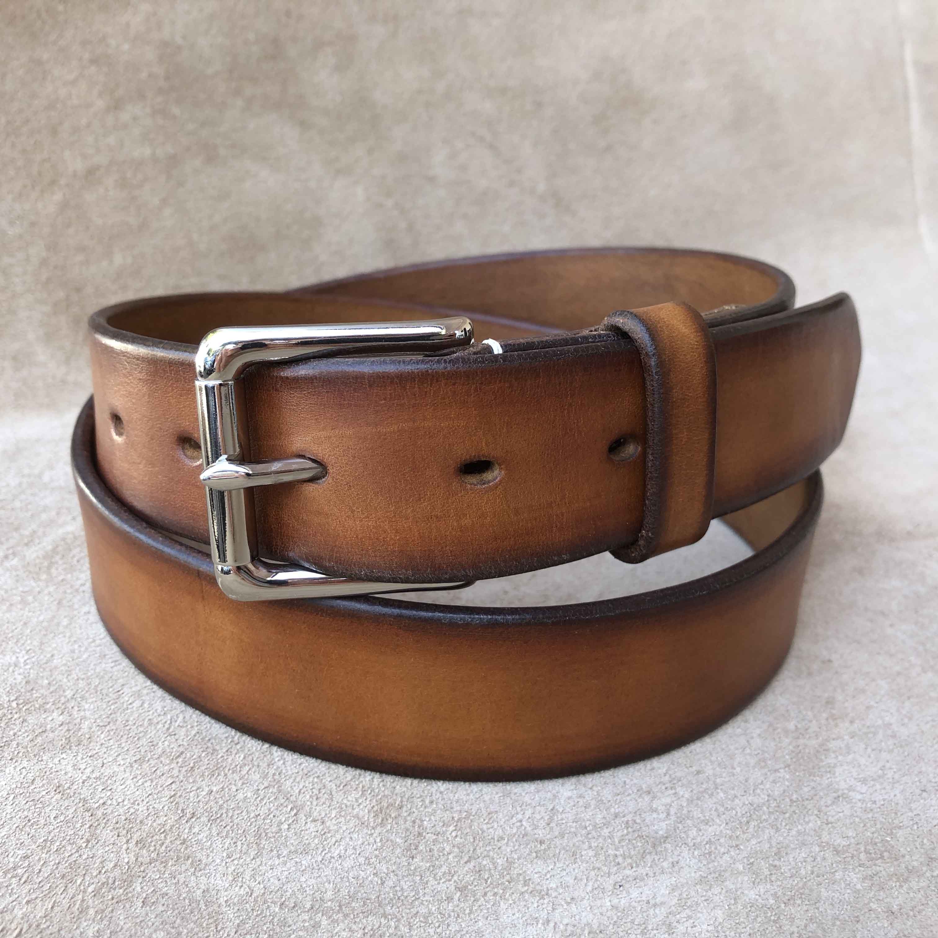 "Tobacco Burst" Hand-Dyed Classic Leather Belt (32mm)