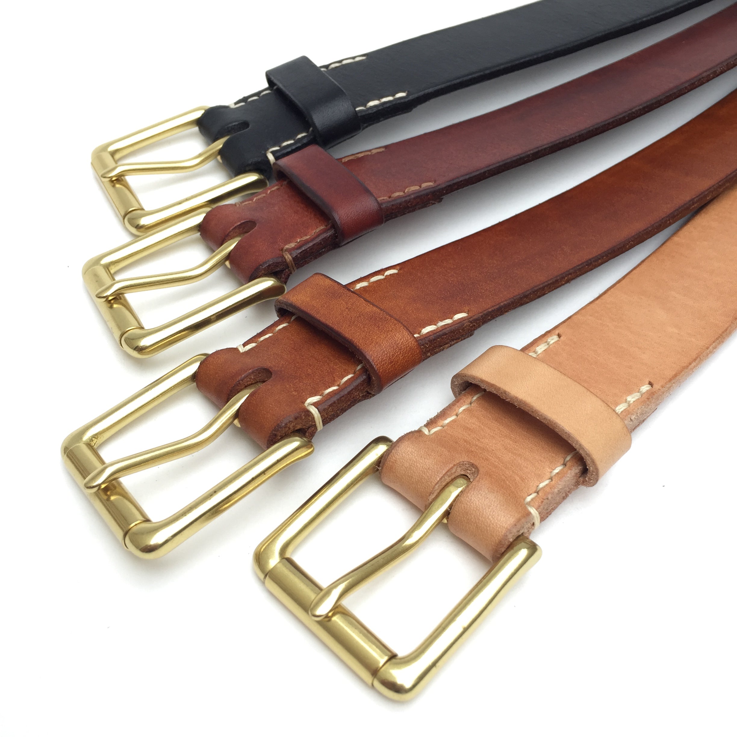 Belt & Band Bespoke Handmade Vegetable Tanned Colours Leather Belt Solid Brass Roller Buckle Custom Size length SA