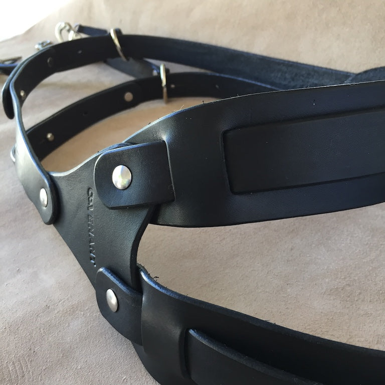 Belt & Band Covenant Handmade Dual Leather Harness Camera Strap Double Shoulder Carry Suspender Sling Black