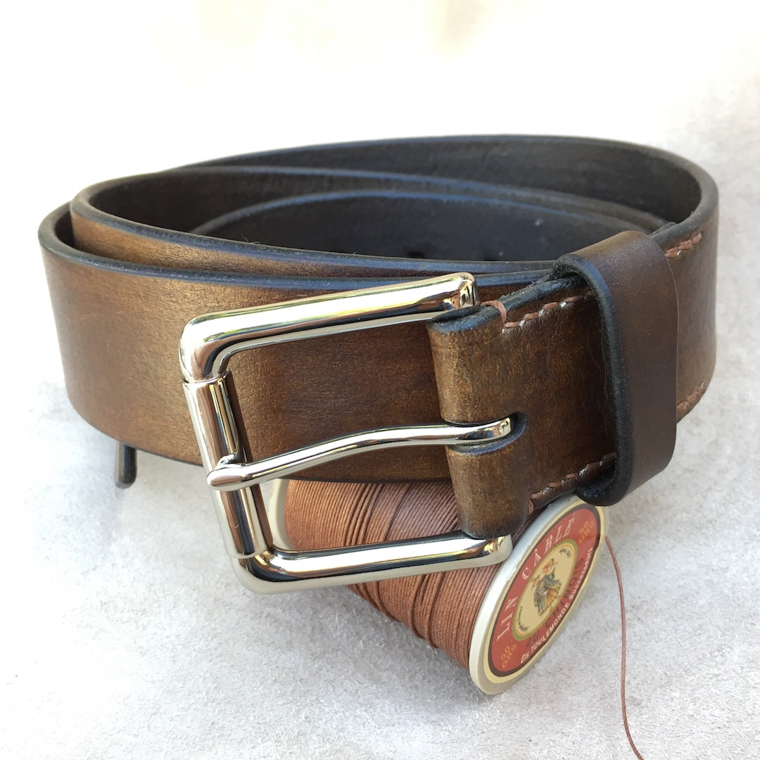 "Mid-Brown" Hand-Dyed Leather Jeans Belt